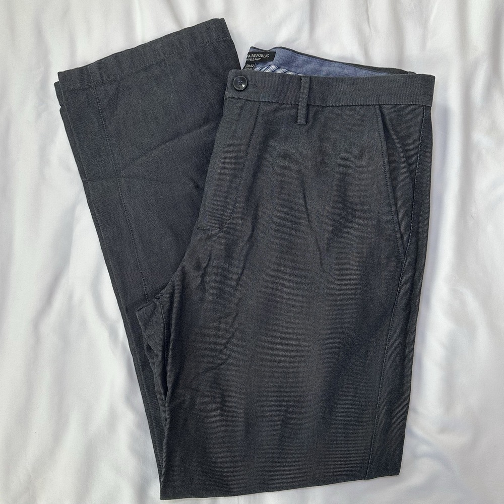Banana‎ Republic Kentfield Mens Pants Gray/Blue 35x32 Classic Prep Cotton - Picture 2 of 9